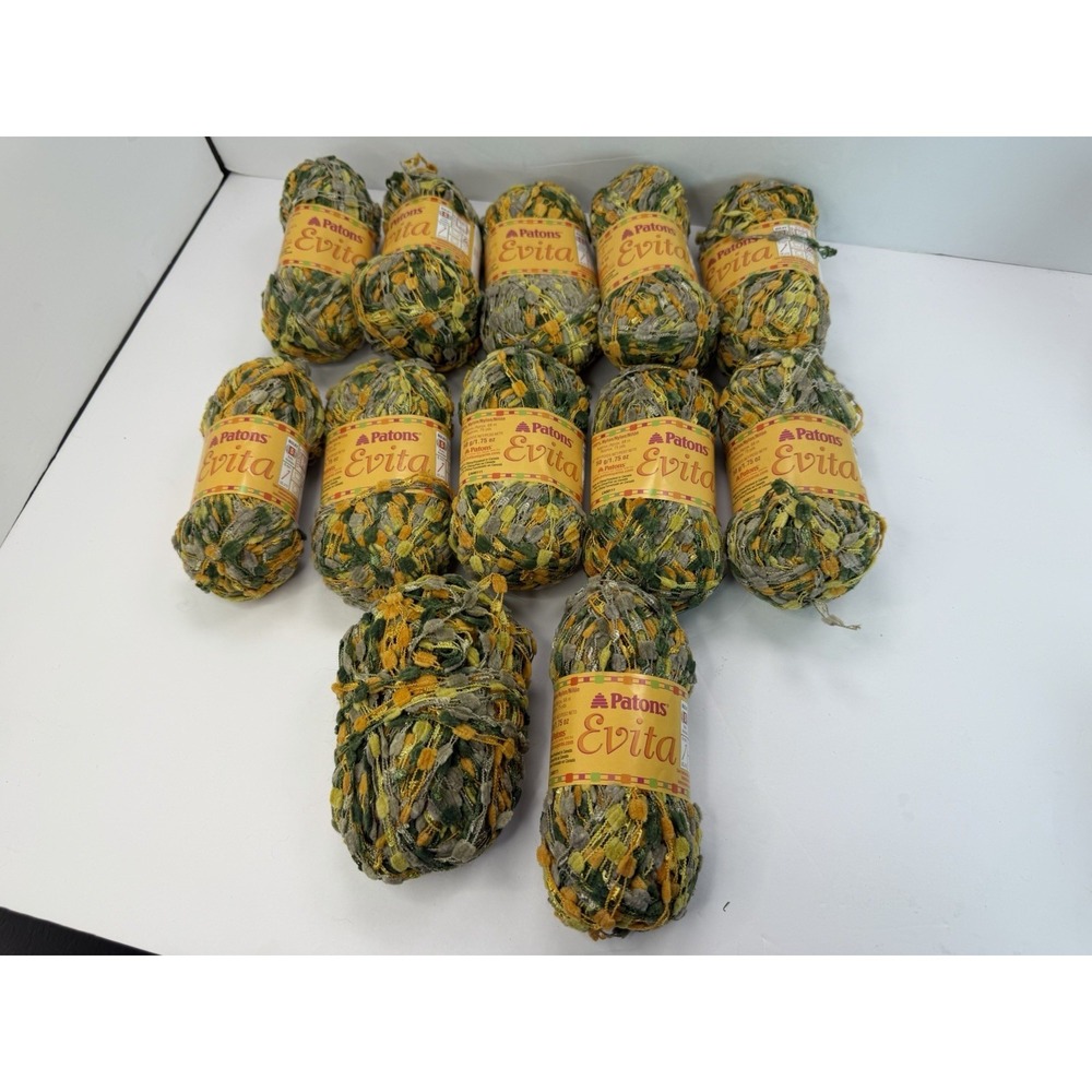 Patons Evita Yarn Bulky Novelty Ladder Costa Lot Of 12 Orange Green 100% Nylon